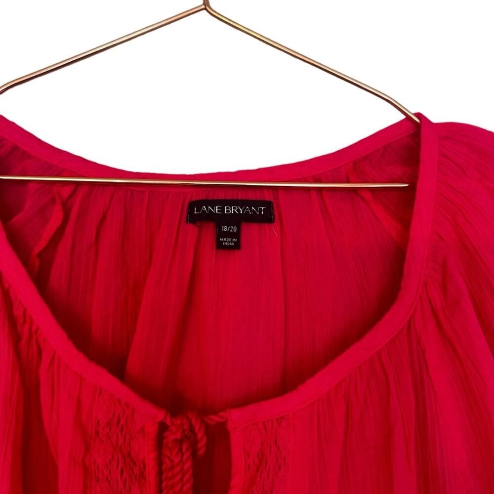 Lane Bryant Pink Crochet Keyhole Peasant Blouse Long Sleeve - Picture 3 of 7